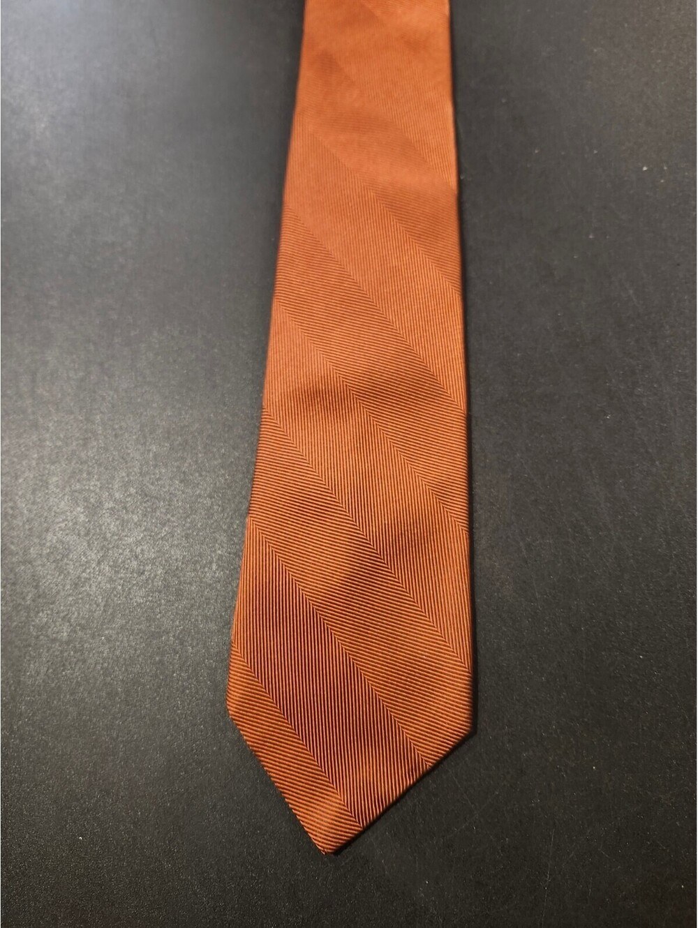 Vintage Christian Dior Paris New York Striped Copper Men’s 100% Silk Neck Tie - Picture 3 of 8
